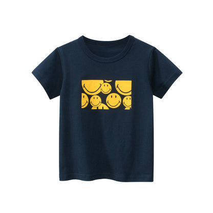 Baby Boy Printed Pattern Solid Color T-Shirt In Summer