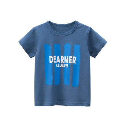 Baby Boy Letters Print Pattern O-Neck Fashion T-Shirt In Summer