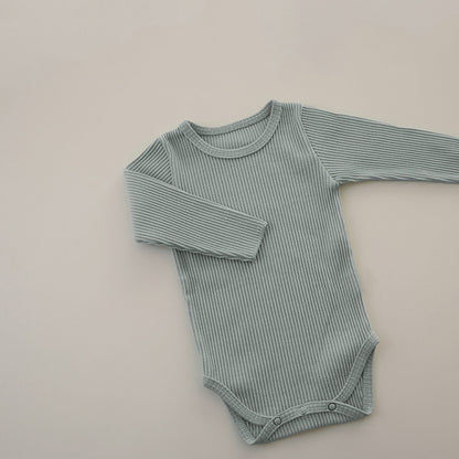 Baby Solid Color Pit Strip Fabric Long Sleeve Bodysuit
