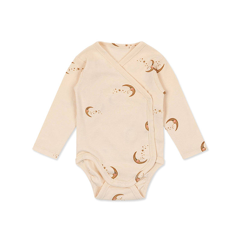 Baby Print Pattern Side Button Design Long Sleeve Comfy Onesies