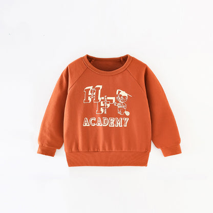 Baby Cartoon And Letters Print Pattern Loose Hoodie, MyKids-USA®, Baby & Toddler Outerwear, MyKids-USA - Size/Age - 90 (12-24M) - Color - Orange -  -  - JM2209231824-A
