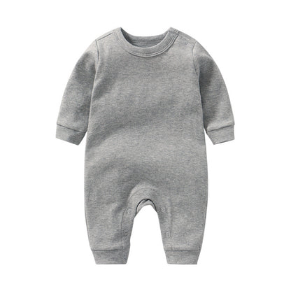 Baby Solid Color Long Sleeve Soft Cotton Rompers Home Clothes