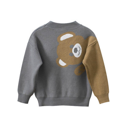 Baby Boy Cartoon Bear Pattern Long Sleeve Knit Quality Sweater My Kids-USA