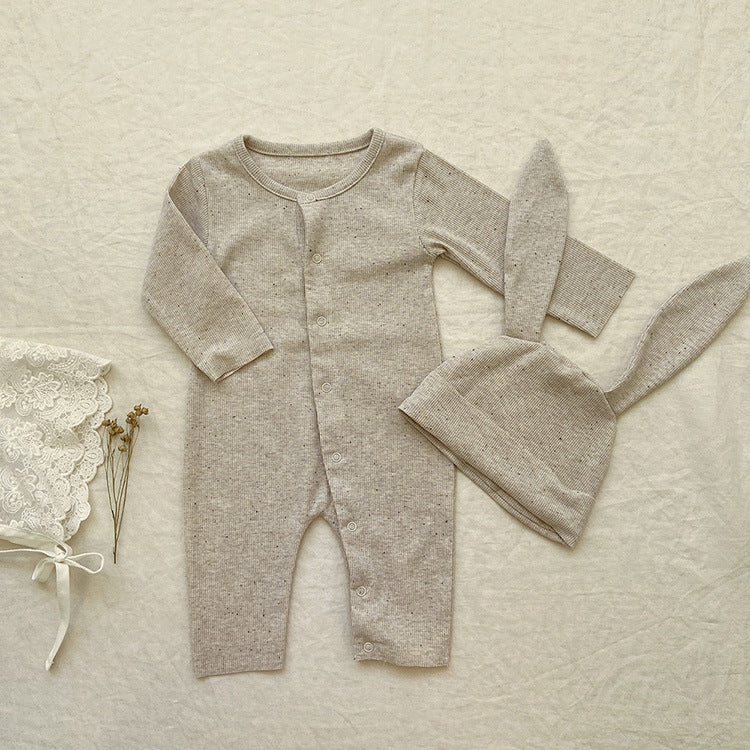 Baby Solid Color Pit Strip Fabric Long Sleeve Onesie Or Jumpsuit (Without Hat) My Kids-USA