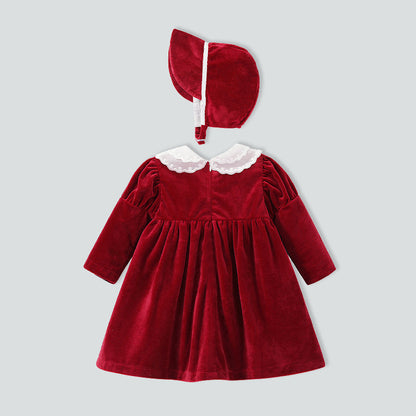 Bebé niña otoño/invierno fin de semana vestido falda terciopelo cálido ropa infantil 