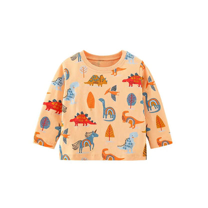 Baby Boy Cartoon Dinosaur Pattern O-Neck Shirt