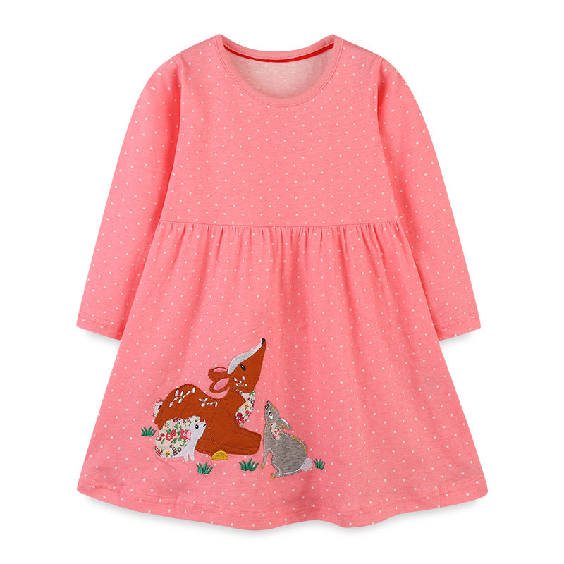 Baby Girl Cartoon Embroidered Pattern Dot Graphic Princess Fashion Dress My Kids-USA