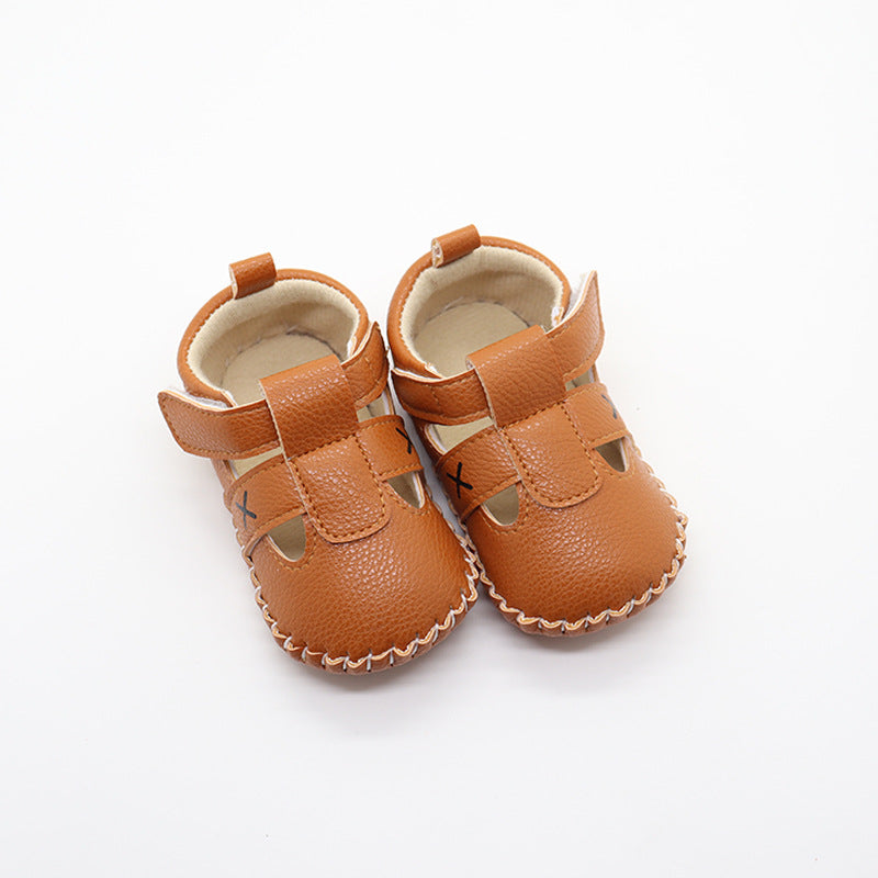 Baby Solid Color Soft Leather Toddler Shoes Sandals In Summer My Kids-USA