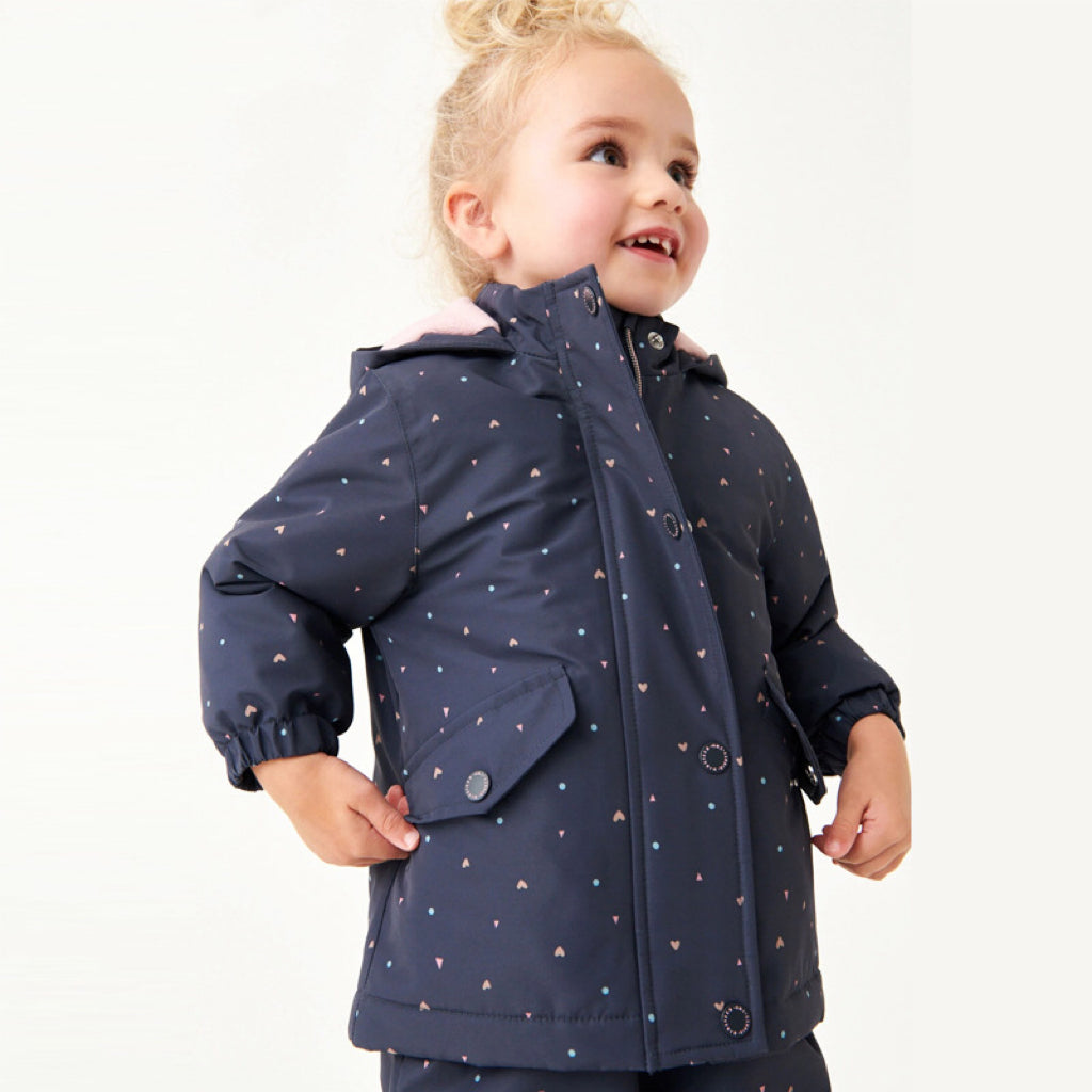 Baby Girl Heart Print Pattern Zipper Front Design Fleece Windbreaker My Kids-USA