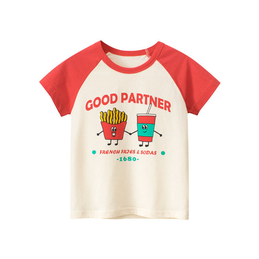 Baby Cartoon Graphic Cute Style Short Sleeve Quality Tops