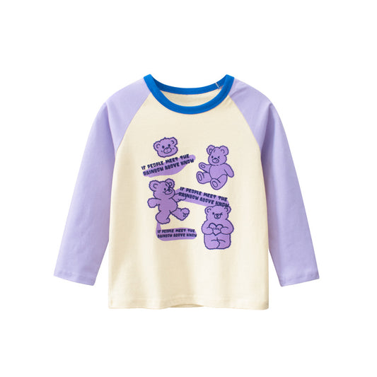 Baby Cartoon Bear Graphic Color Matching Design Quality Shirt