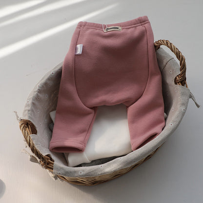 Pantalones de invierno gruesos de vellón de color liso para bebé niño y niña 