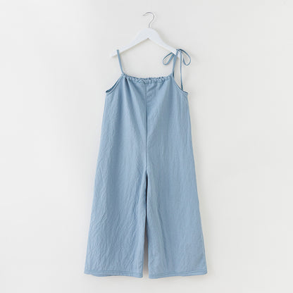 Girl Solid Color Sling Wide-Leg Overalls Outfit My Kids-USA