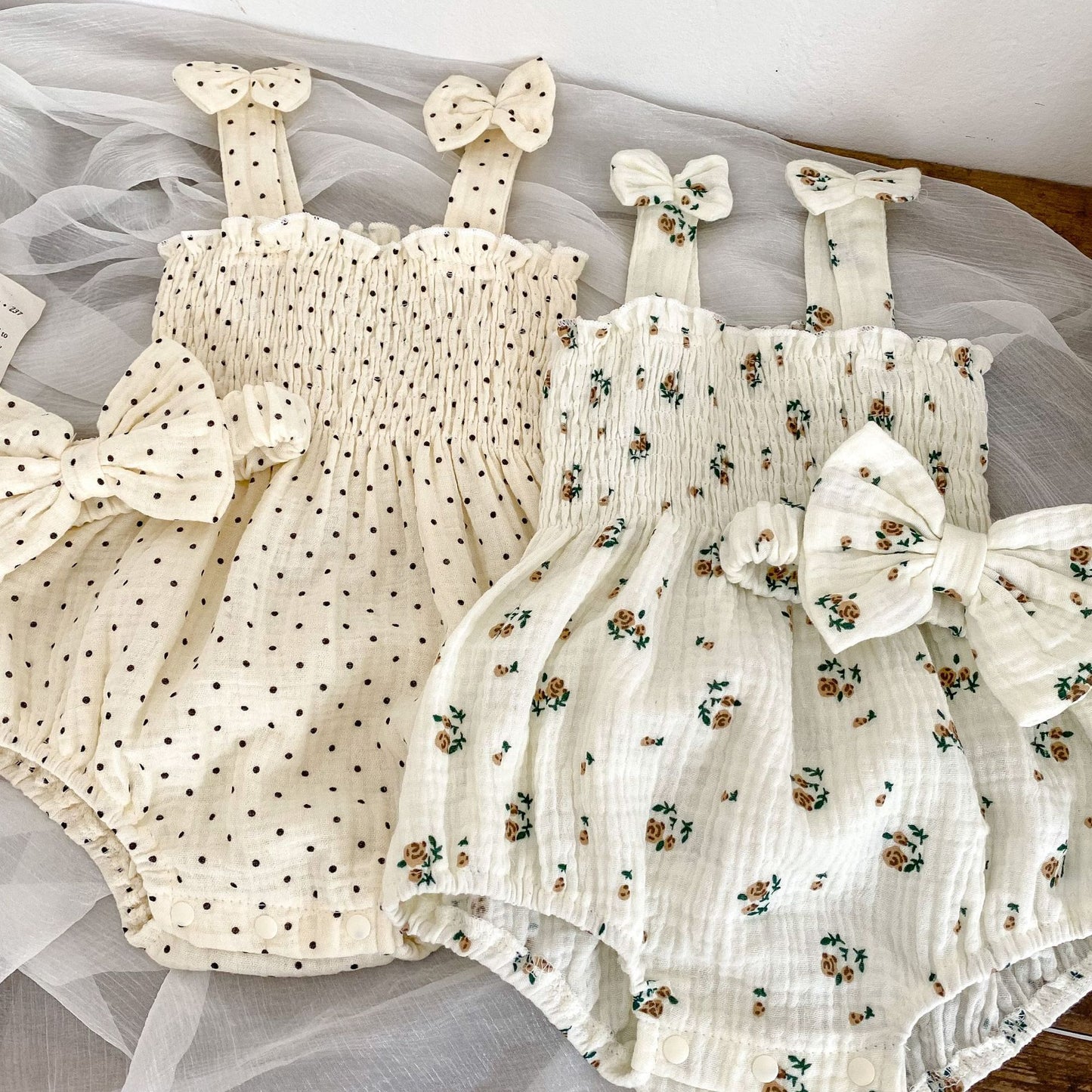 Baby Girl Flower Pattern Sling Fashion Onesies In Summer