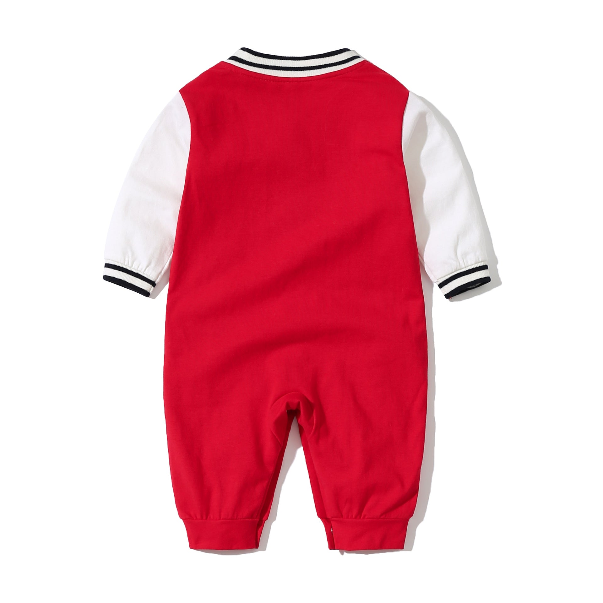 Baby Letter Embroidered Pattern Long Sleeves Baseball Rompers My Kids-USA