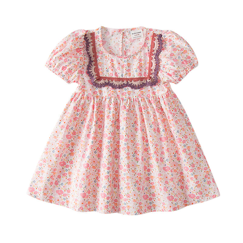Baby Girl Solid Color Embroidered Design Doll-Neck Dress My Kids-USA