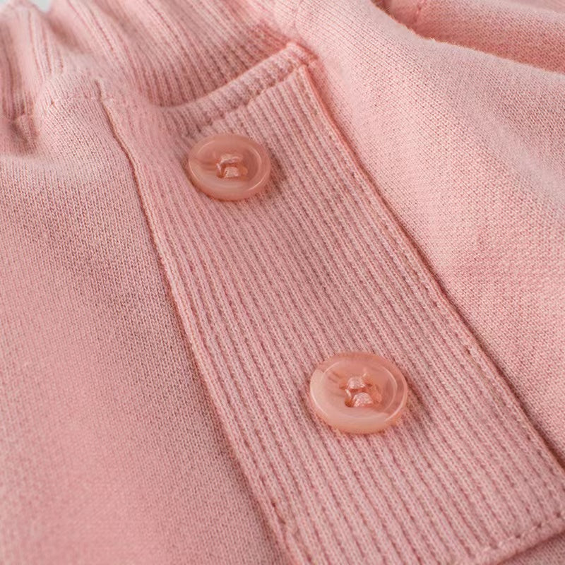 Baby Girl Solid Color Button Design Flap Short Pants With Pockets, MyKids-USA®, Baby & Toddler Bottoms, MyKids-USA -  -  -  -  -  -  - 