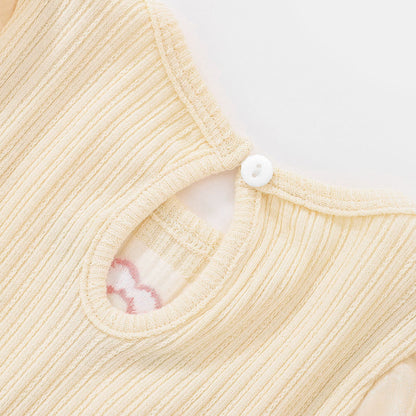 Baby Girl Pit Strip Design Flower Embroidered Pattern Bodysuit My Kids-USA