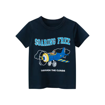 Baby Boy Cartoon Print Pattern Short Sleeve Quality T-Shirt
