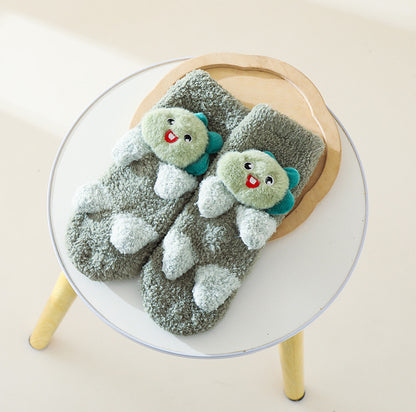 Baby Cartoon Animal Graphic Thermal Plush Design Long Tube Socks, MyKids-USA®, Socks, MyKids-USA - Size/Age - (0-8Y） - Color - Green -  -  - JM2212211400-B