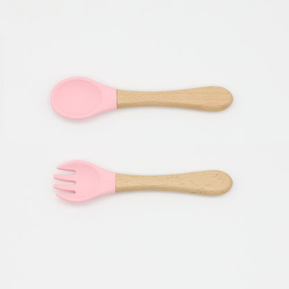 Baby Food Grade Wooden Handle Spoon Fork Cutlery My Kids-USA