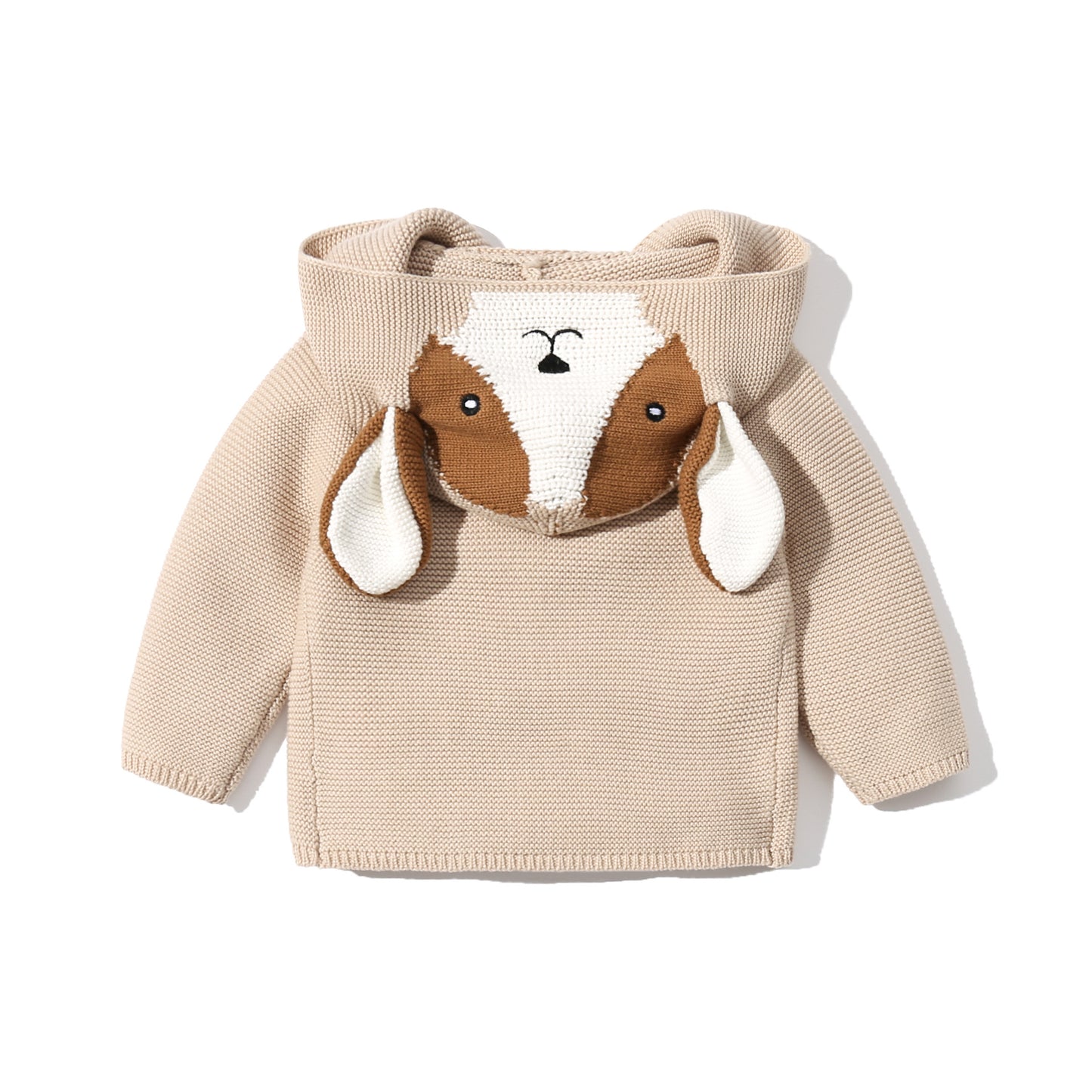 Cardigan de mode tricoté à capuche pour bébé de couleur unie 
