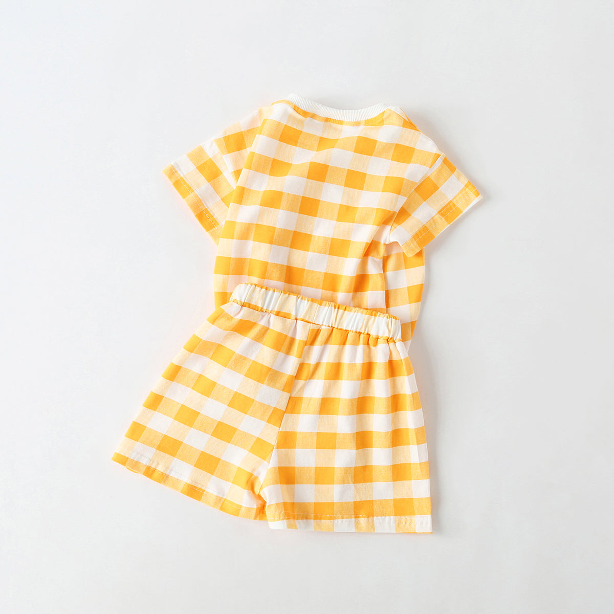 Baby 1pcs Plaid & Heart Pattern Tee Combo Shorts Simply Style Sets My Kids-USA
