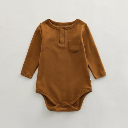 Ropa de hogar de manga larga de color sólido para bebé, monos triangulares cómodos 
