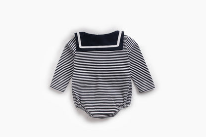 Baby Girl Striped Pattern Sailor Collar Design Fashion Long Sleeves Bodysuit Onesie My Kids-USA