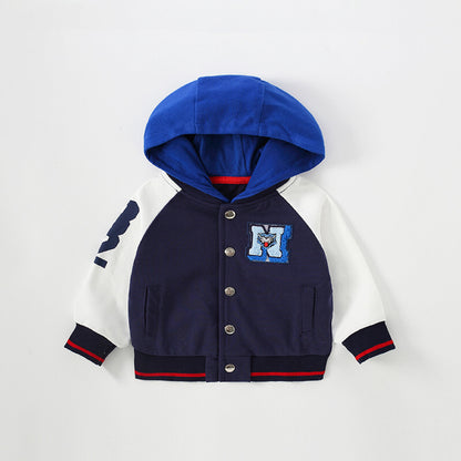 Baby Boy Embroidered Pattern Colorblock Design Cool Coat My Kids-USA