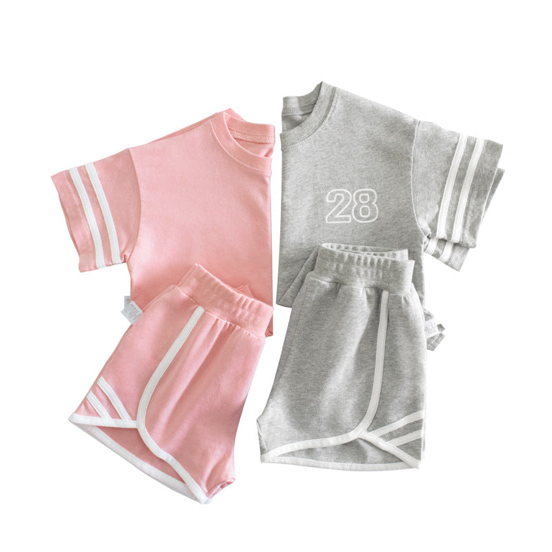 Baby Striped Sleeves Design T-Shirt Combo Shorts Sport Pieces Sets My Kids-USA