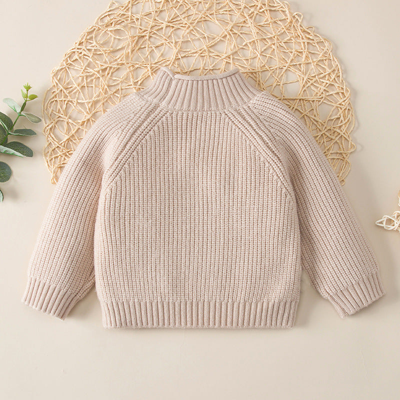 Baby Solid Color High Turtle Design Warm Quality Sweater