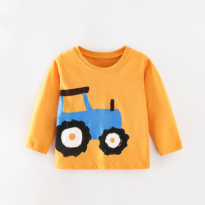 Baby Boy Cartoon Truck Pattern Long Sleeve Pullover Shirt
