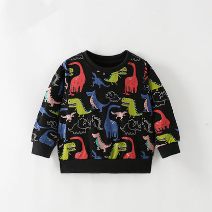 Baby Boy All Over Dinosaur Print Pattern Western Style Hoodie