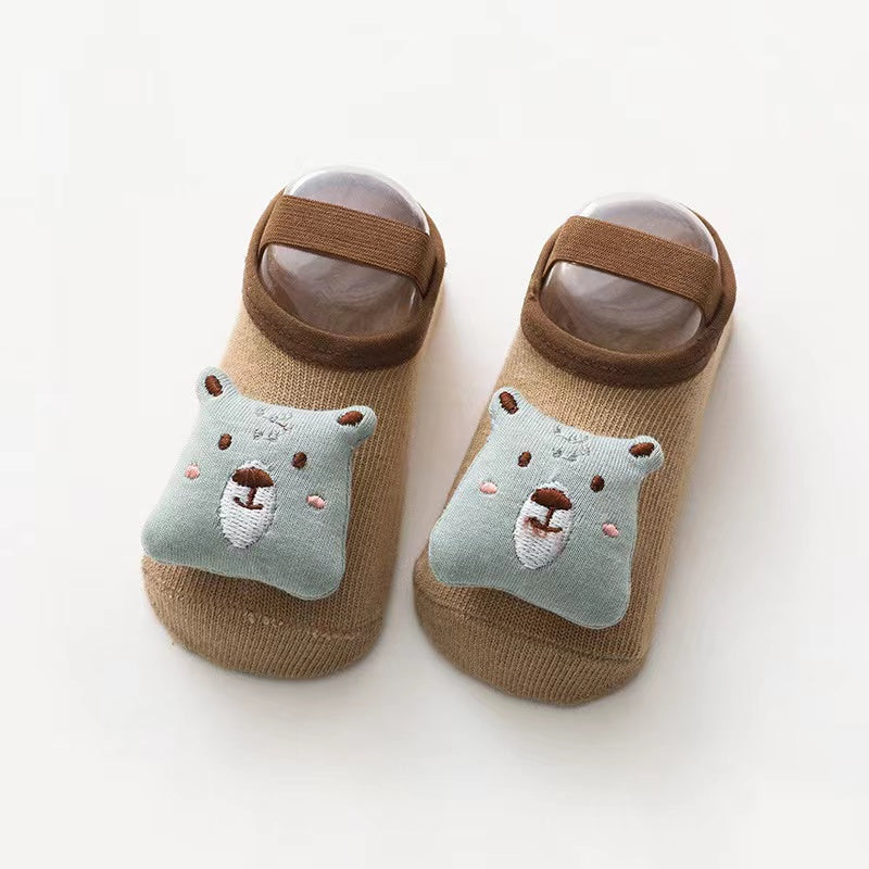 Baby 3D Cartoon Animal Patched Design Dispensing Non-Slip Lace-Up Socks Shoes My Kids-USA