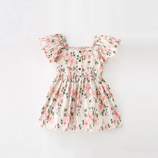 Baby Ditsy Flower Graphic Square Neck Summer Dress