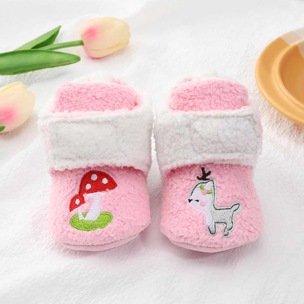 Baby Cartoon Embroidery Graphic Fleece Thickened Shoes My Kids-USA