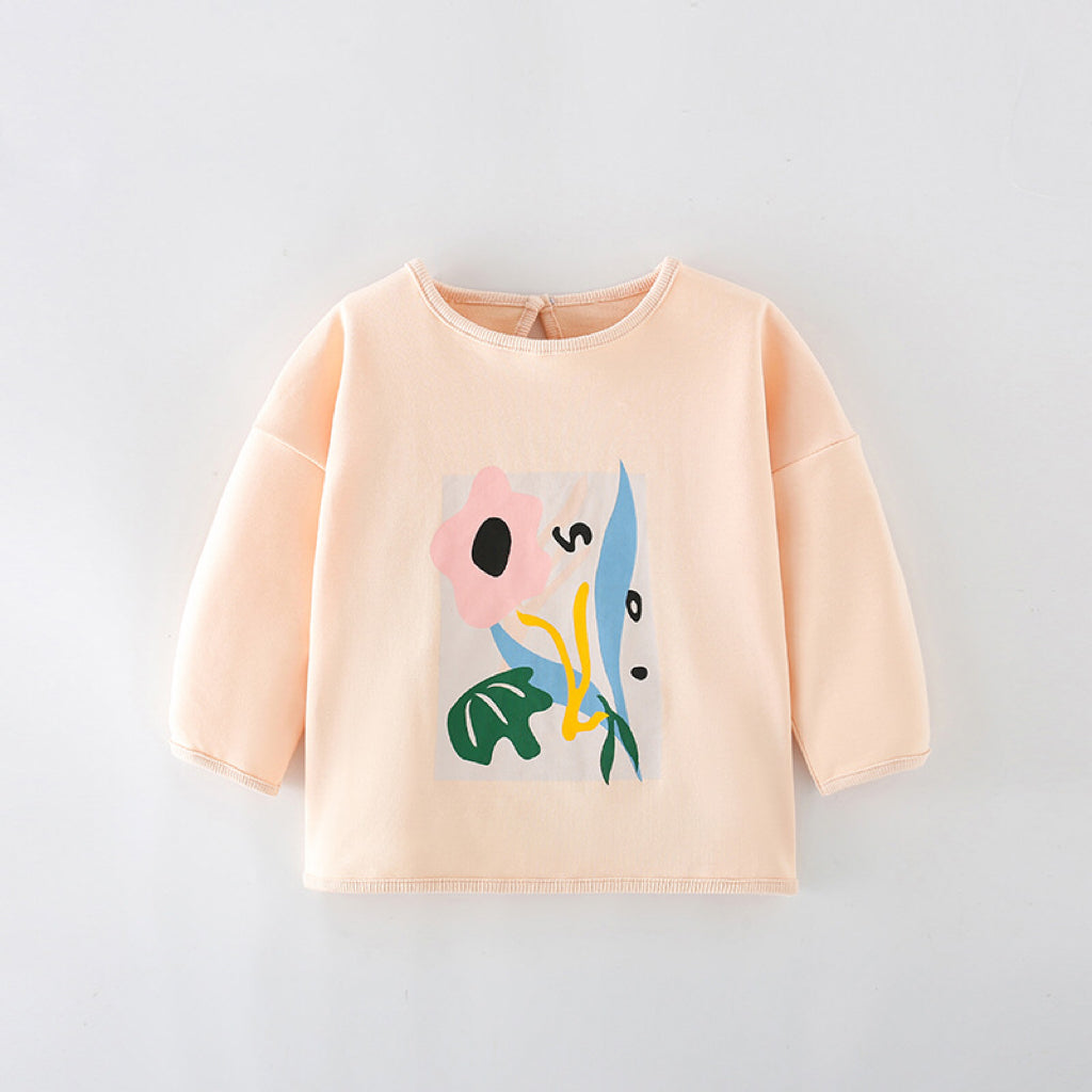 Baby Girl Floral Print Pattern Pullover Soft Cotton Tops