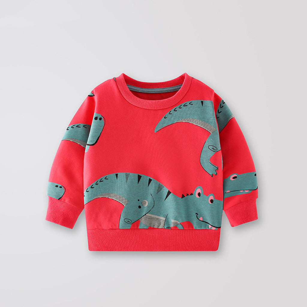 Baby Boy Dinosaur Pattern Long Sleeve Crewneck Hoodies