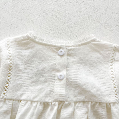 Baby Girl Embroidery Round Collar Long Sleeve Onesies