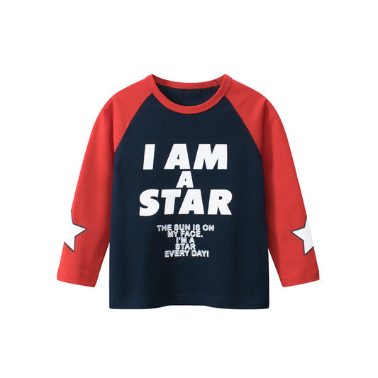 Baby Slogan Print Pattern Color Matching Design Long Sleeve Shirt