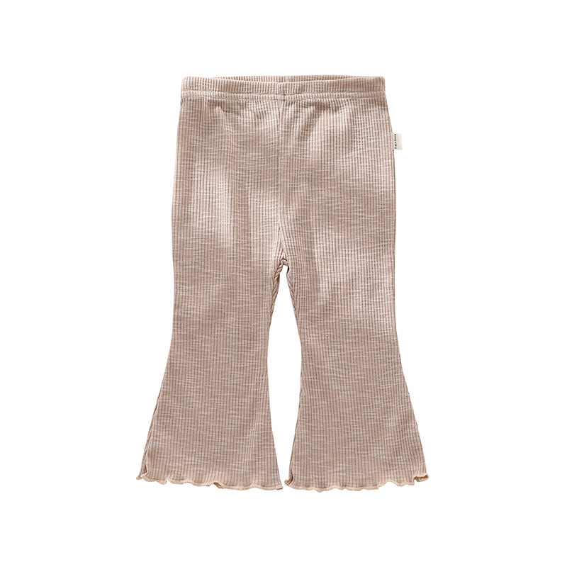 Baby Girl Solid Color Autumn Bell-Bottomed Pants