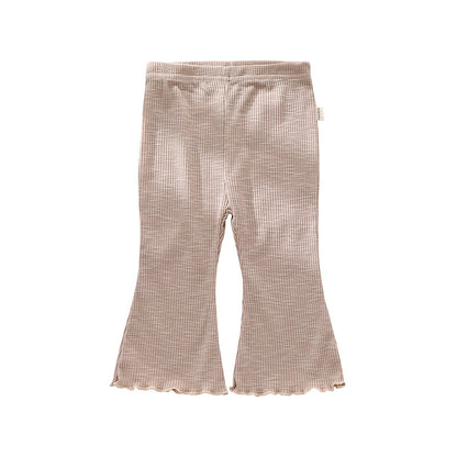 Baby Girl Solid Color Autumn Bell-Bottomed Pants