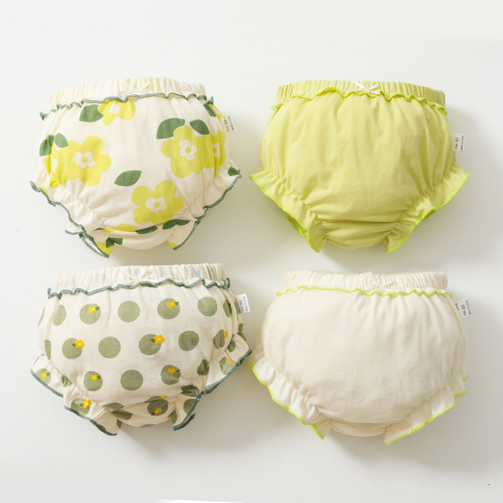 Baby Girl Embroidered Pattern Lace Design Panties 1 Bag=4 Pieces