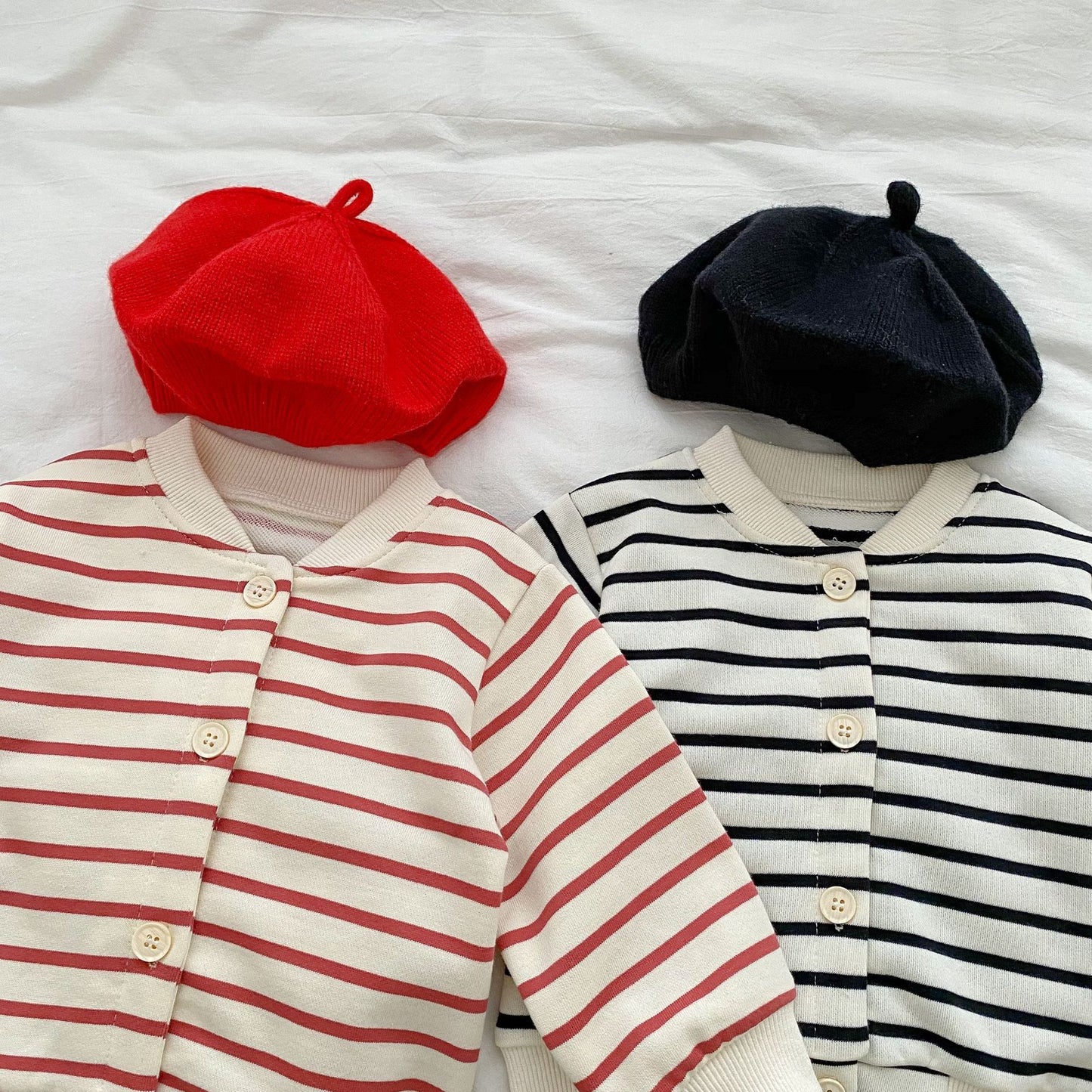 Abrigo de moda con diseño de un solo pecho con patrón de rayas para bebé 1 Uds. 
