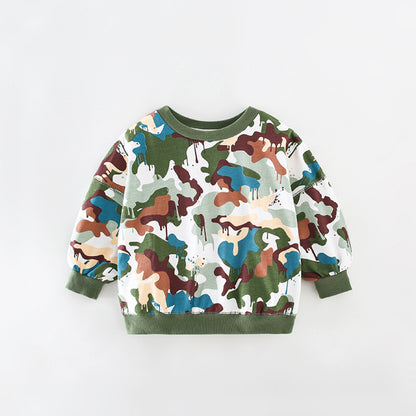 Baby Boy Camouflage Pattern Long Sleeve Pullover Hoodie My Kids-USA