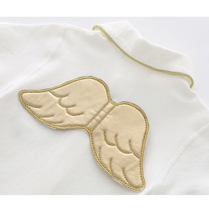 Baby Girls Logo Graphics 3D Angel Wing Patched Lapel Jumpsuit & Shirt My Kids-USA