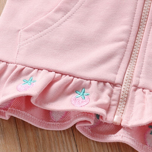 Baby Girl Cartoon Bunny Embroidery Pattern Zipper Front Sleeveless Vest Cardigan My Kids-USA