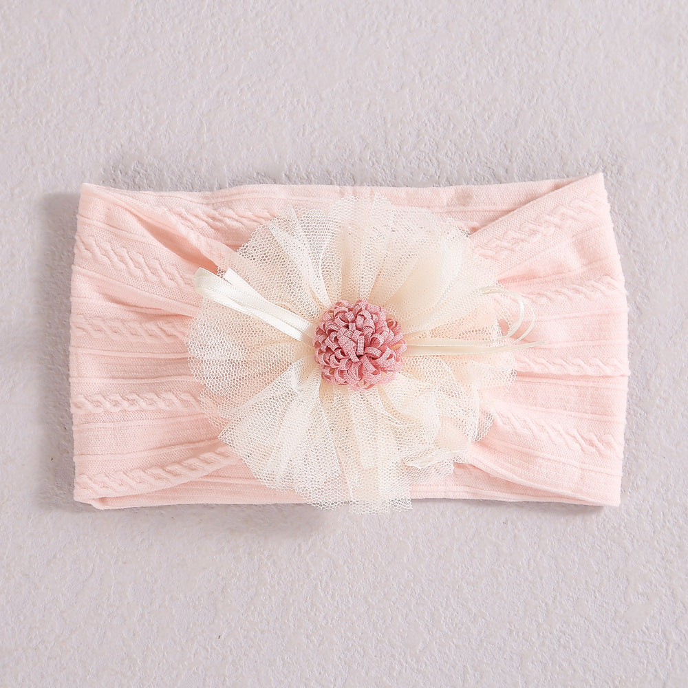 Baby Lace Floral Elastic Cotton Headband, MyKids-USA®, Headbands, MyKids-USA - Size/Age - Average Size (0-12Y) - Color - Light Pink -  -  - JM2204282026-E