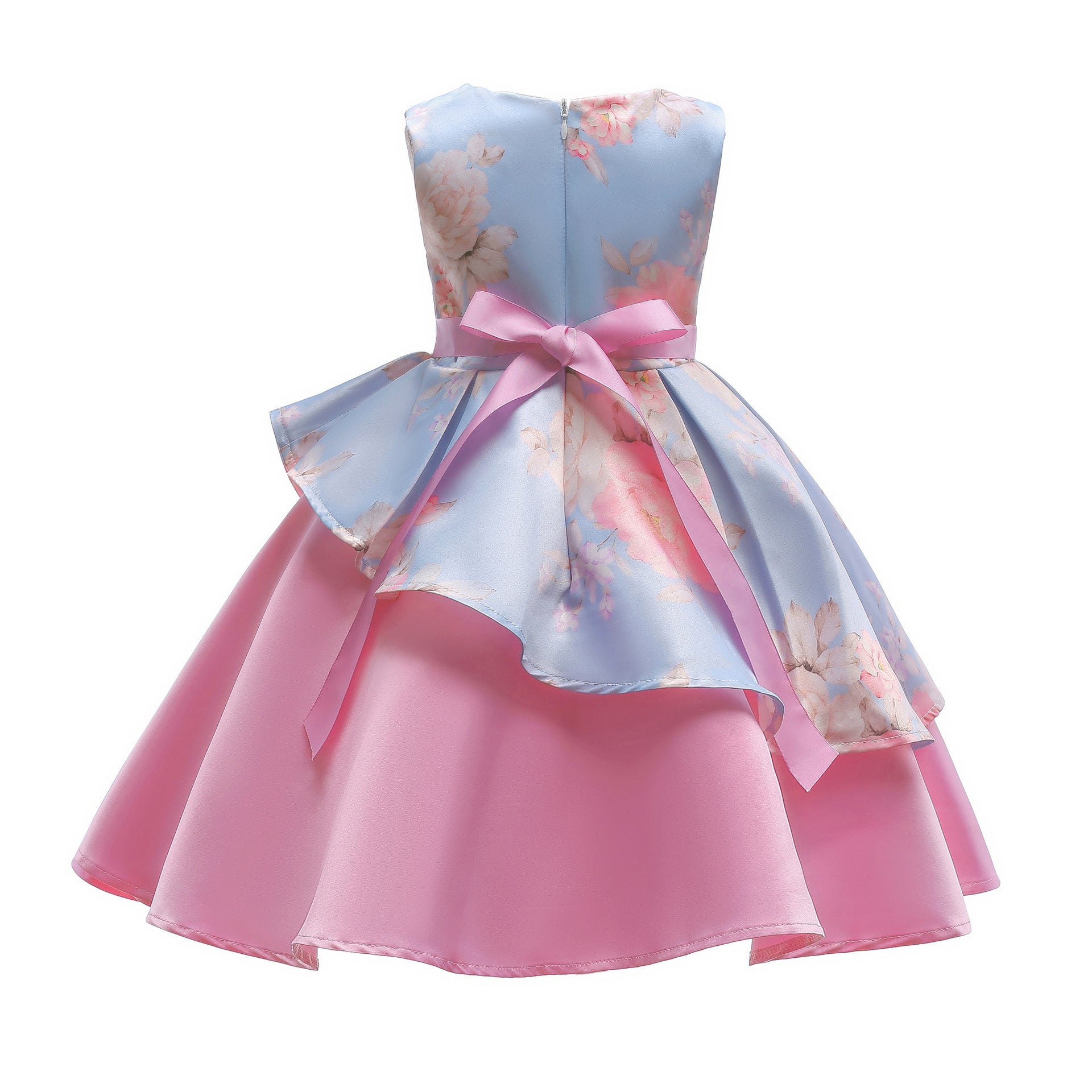 Baby Girl Floral Pattern Bow Tie Princess Tutu Dress Formal Dress My Kids-USA